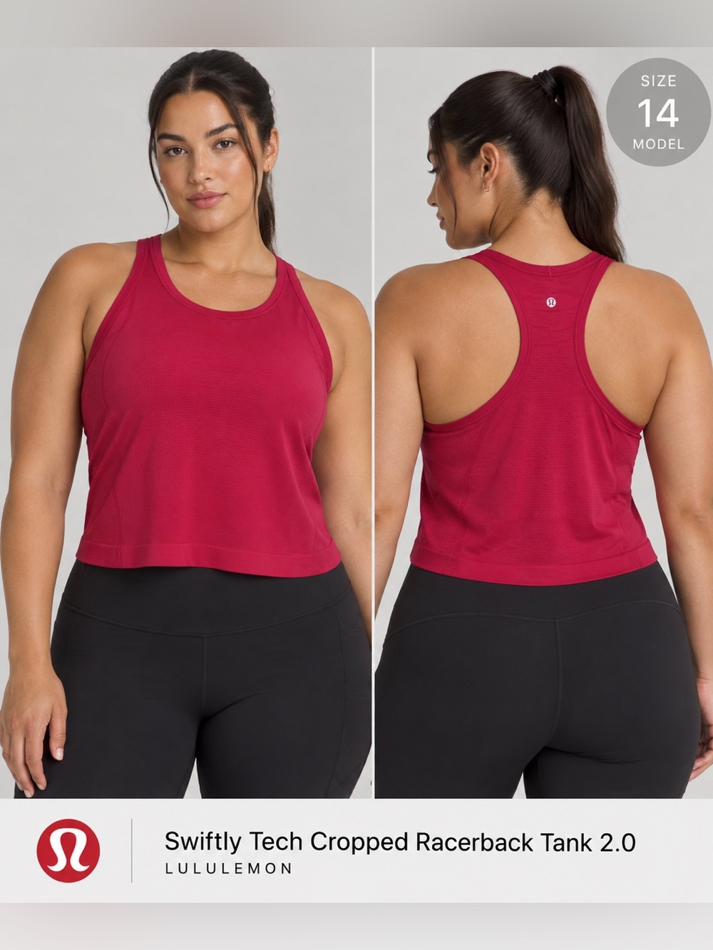 #975 Lululemon Swiftly Tech Cropped Racerback Tank 2.0 Pink Dragonfruit 14 NWT